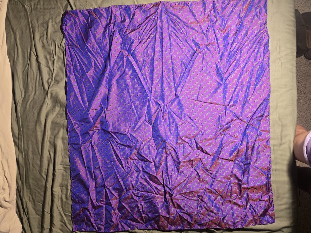 Vintage Handmade Thai Silk Scarf Shawl Wrap Purple 100% Silk Thailand elephant